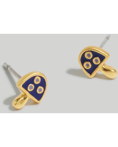 MW Enamel Mushroom Stud Earrings - Metallic