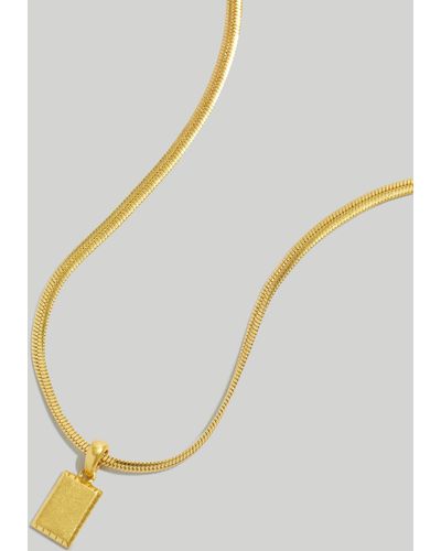 MW Chunky Herringbone Pendant Necklace - Metallic