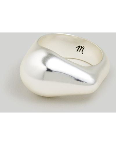 MW Droplet Signet Band Ring - White