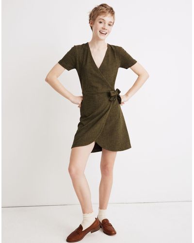 MW Texture & Thread Short-sleeve Side-tie Dress - Multicolour