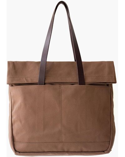 MW Makr Canvas And Leather Fold Weekender Bag - Brown