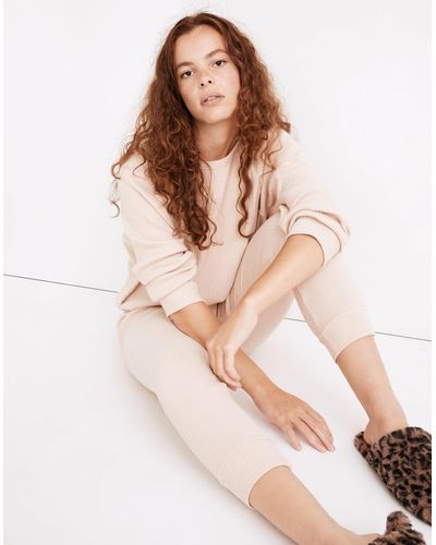 MW Ribbed Knit Slim Pyjama Trousers - Natural