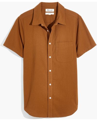 MW Crinkle Cotton Perfect Short-sleeve Shirt - Brown