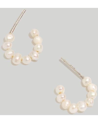 MW Freshwater Pearl Huggie Hoop Earrings - White