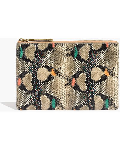 MW The Medium Leather Pouch Clutch: Snake Embossed Edition - Multicolour