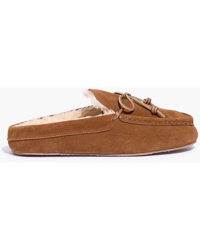MW Suede Scuff Moccasin Slippers - Brown