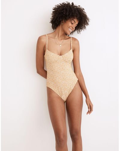 MW Madewell Second Wave Floral Jacquard Seamed One-piece Swimsuit - Natural