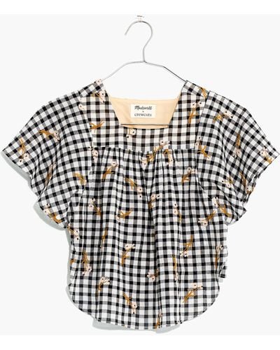 MW Madewell X Crewcuts Embroidered Gingham Butterfly Top - White