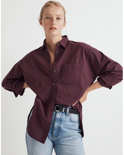 MW Poplin Side-panel Dolman Button-up Shirt - Purple