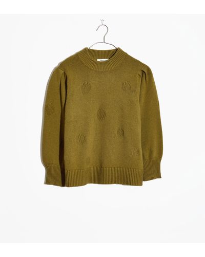 MW Dotted Eaton Puff-sleeve Pullover Jumper - Green