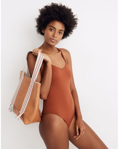 MW Madewell Second Wave Crisscross One-piece Swimsuit - Brown