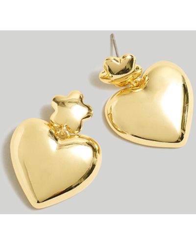 MW Puffy Heart Statement Earrings - Metallic
