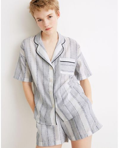 MW Madewell X Parachute® Striped Oversized Pajama Shirt - Gray