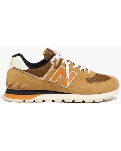 MW New Balance® Suede 574 Sneakers In Gold, Moss And Black - Natural