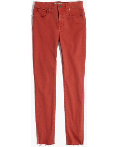 MW Taller 9" High-rise Skinny Jeans: Raw-hem Garment-dyed Edition - Red