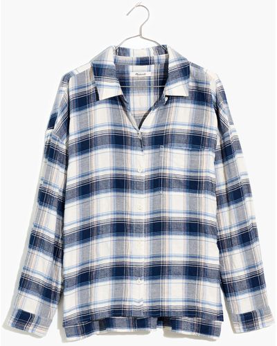 MW Flannel Long-sleeve Boxy Shirt - Blue