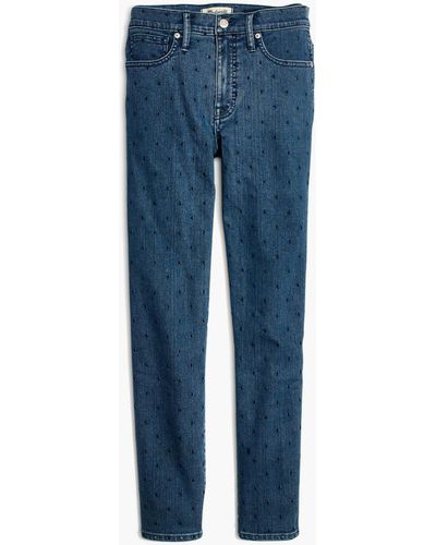 MW Petite Slim Straight Jeans: Navy Dot Edition - Blue