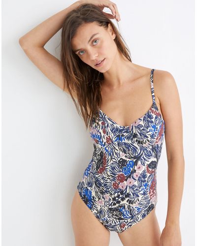 MW Madewell Second Wave Seamed One-piece Swimsuit - Blue
