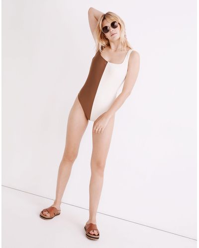 MW Madewell Second Wave Square-neck Tank One-piece Swimsuit - Natural
