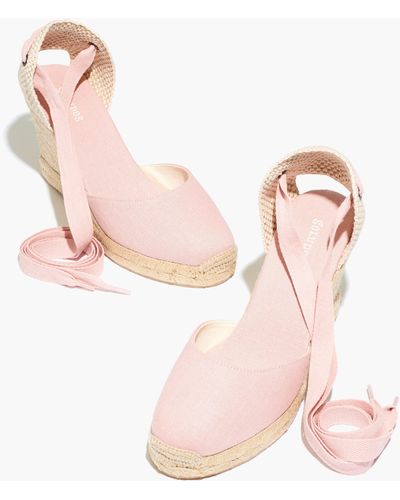 MW Soludos® Lace-up Tall Wedge Espadrilles - Pink