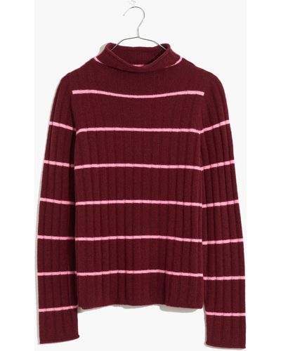 MW Striped Evercrest Turtleneck Sweater - Red