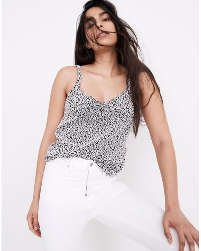 MW Daisy Jacquard Tie-front Cami Top - White