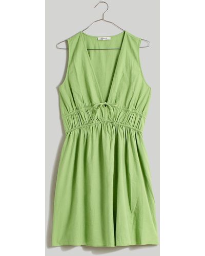 MW Sophia Deep-v Mini Dress - Green