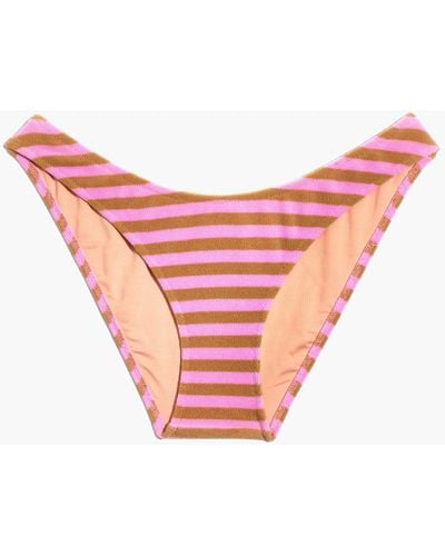 MW Madewell Striped Terry Curved-waist Bikini Bottom - Multicolour