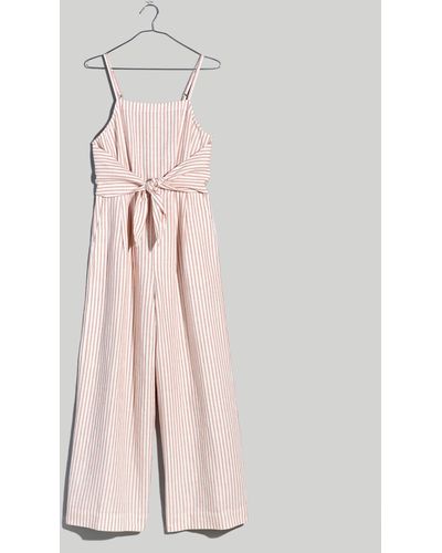MW Plus Tie-waist Crop Wide-leg Jumpsuit - Pink