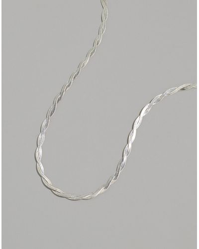 MW Braided Herringbone Chain Necklace - Grey