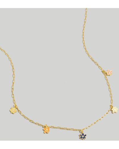 MW Enamel Floral Charm Necklace - Metallic