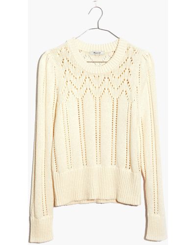 MW Pointelle Puff-sleeve Sweater - Natural