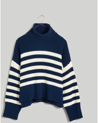 MW Wide Rib Turtleneck Sweater - Blue
