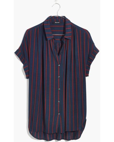 Madewell Central Drapey Shirt In Cornelia Stripe - Blue
