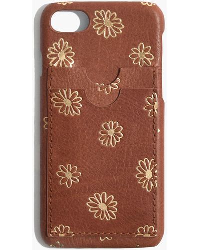 MW The Leather Carryall Case For Iphone® 6/7/8: Daisy Embossed Edition - Brown