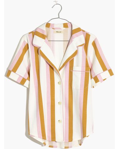 MW Knit Bedtime Short-sleeve Pyjama Top - Metallic