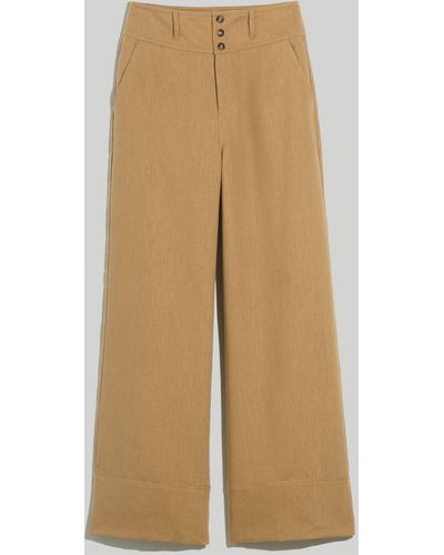 MW Button-front Cuffed Wide-leg Trousers - Natural