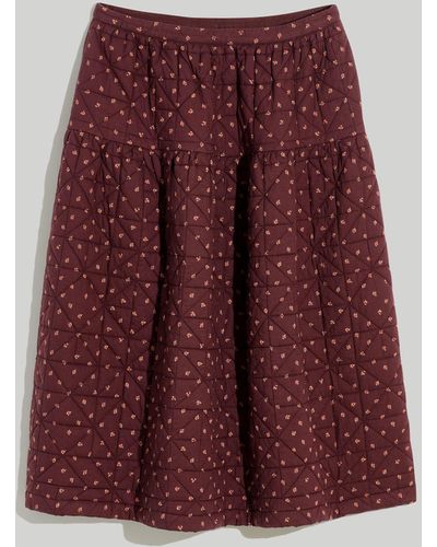 MW Quilted Crinkle Cotton Midi Skirt - Purple