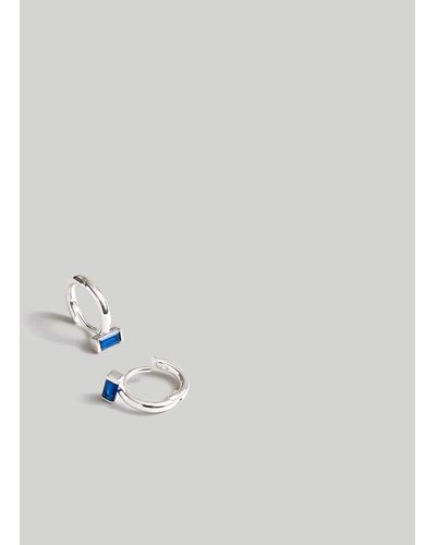 MW The Tennis Collection Baguette Crystal Huggie Hoop Earrings - White