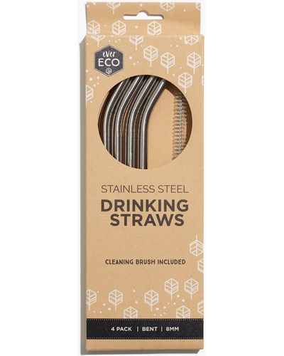 MW W&ptm Stainless Steel Porter Reusable Straw Set - Natural