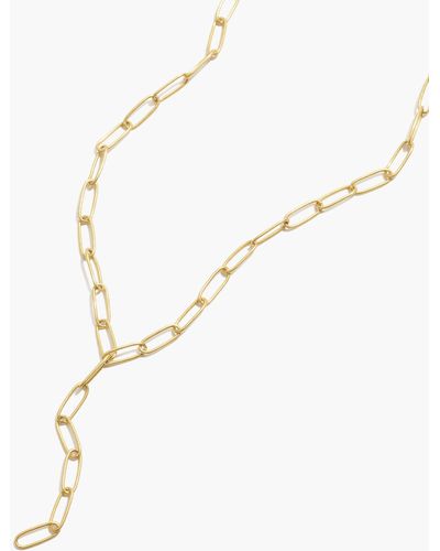 MW Paperclip Lariat Necklace - White