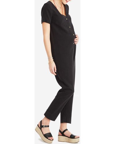 MW Hatch Collection® Maternity Noelle Button-front Jumpsuit - Black