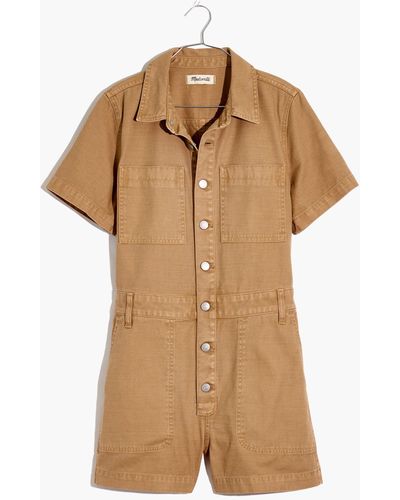 MW Petite Garment-dyed Relaxed Coverall Romper - Natural