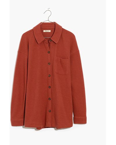 MW Plus Textural Knit Shirt-jacket - Red