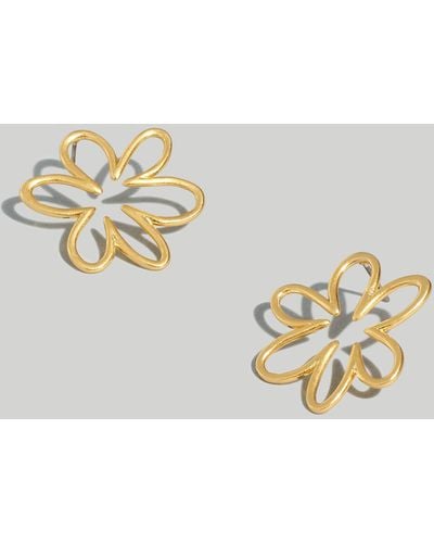 MW Cutout Flower Statement Earrings - Metallic