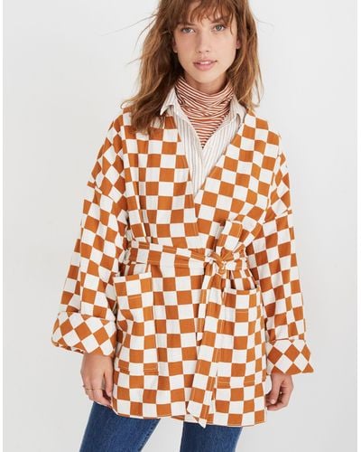 MW Checkerboard Wrap Jacket - Orange