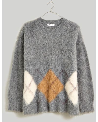 MW Brushed Argyle Crewneck Sweater - Grey