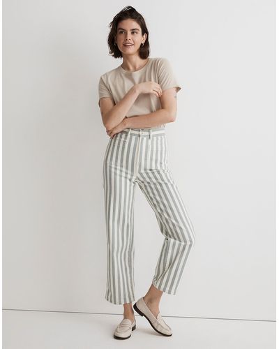MW Emmett 2.0 Wide-leg Crop Trousers In Stripe: Patch-pocket Edition - White