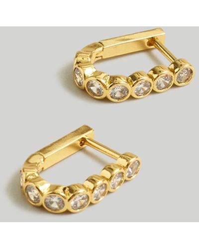 MW The Tennis Collection Bezel Set Crystal Carabiner Hoop Earrings - Metallic