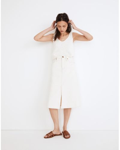 MW Denim A-line Midi Skirt In Vintage Canvas Wash - White
